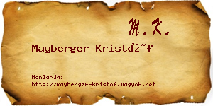 Mayberger Kristóf névjegykártya